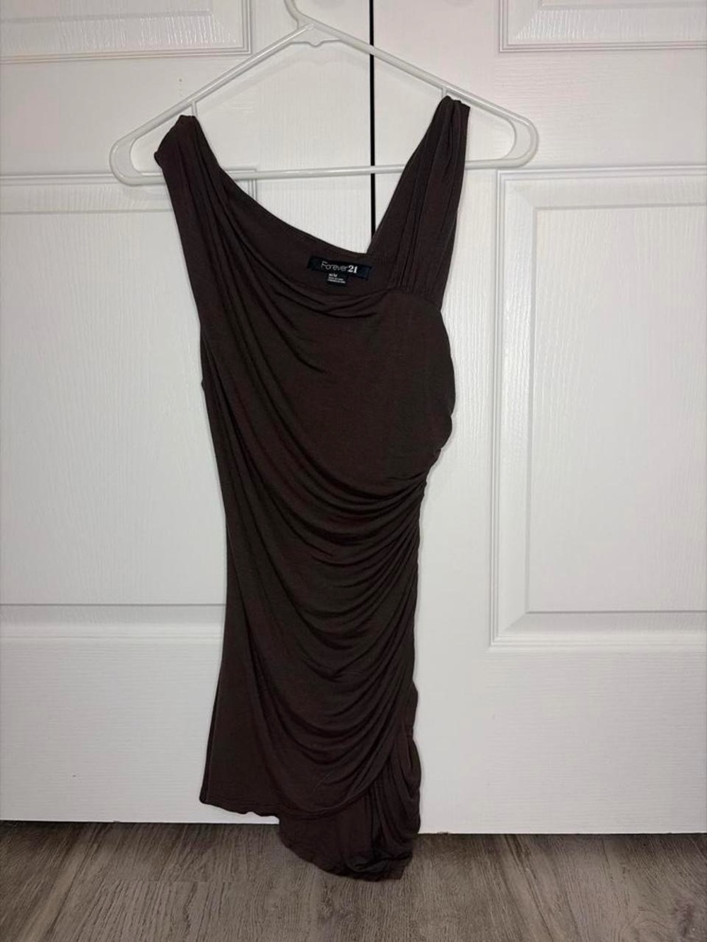Forever 21 Dark Brown Asymmetrical One-Shoulder Dress